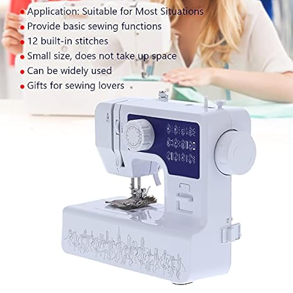 Mini symaskin för nybörjare, bärbar symaskin 1602 Bärbar multifunktion hushållsreparationsutrustning Bred spänning 110~240v(Eurocode)